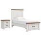 Ashley Savonport Twin Storage Bed with Nightstand in White and Brown, , large