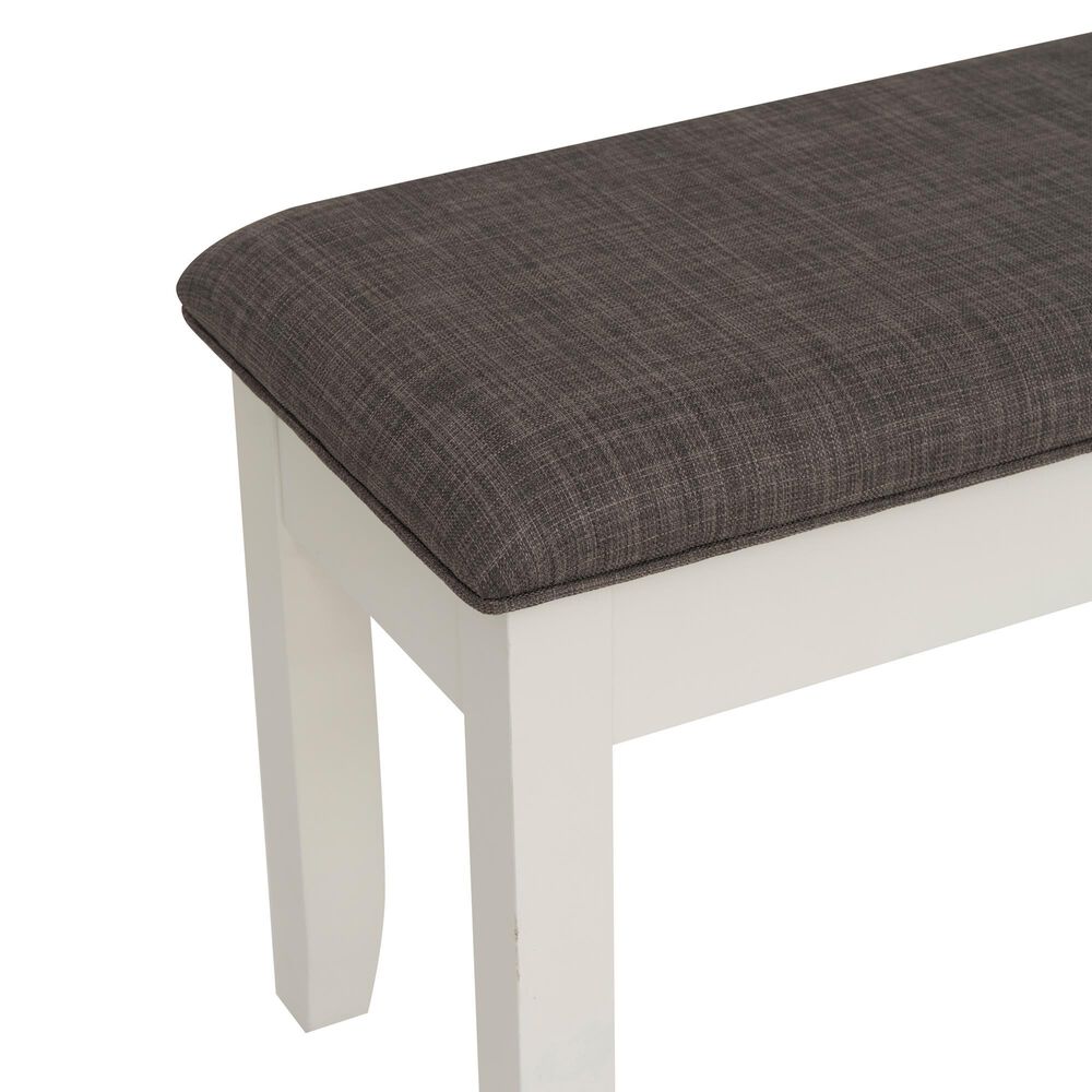 Linon Home Decor Jane Storage Bench with Taupe Cushion in Vanilla White, , large