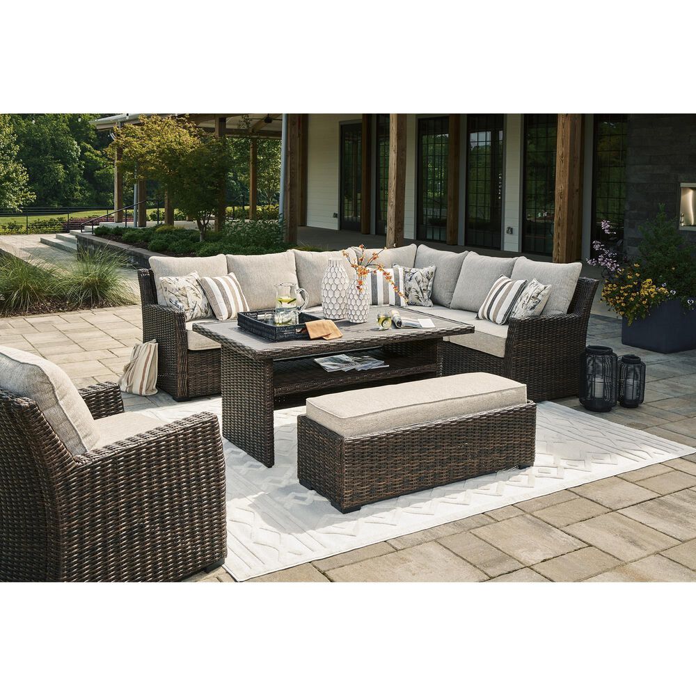 Ashley Brook Ranch 5-Piece Patio Conversation Set in Brown, , large
