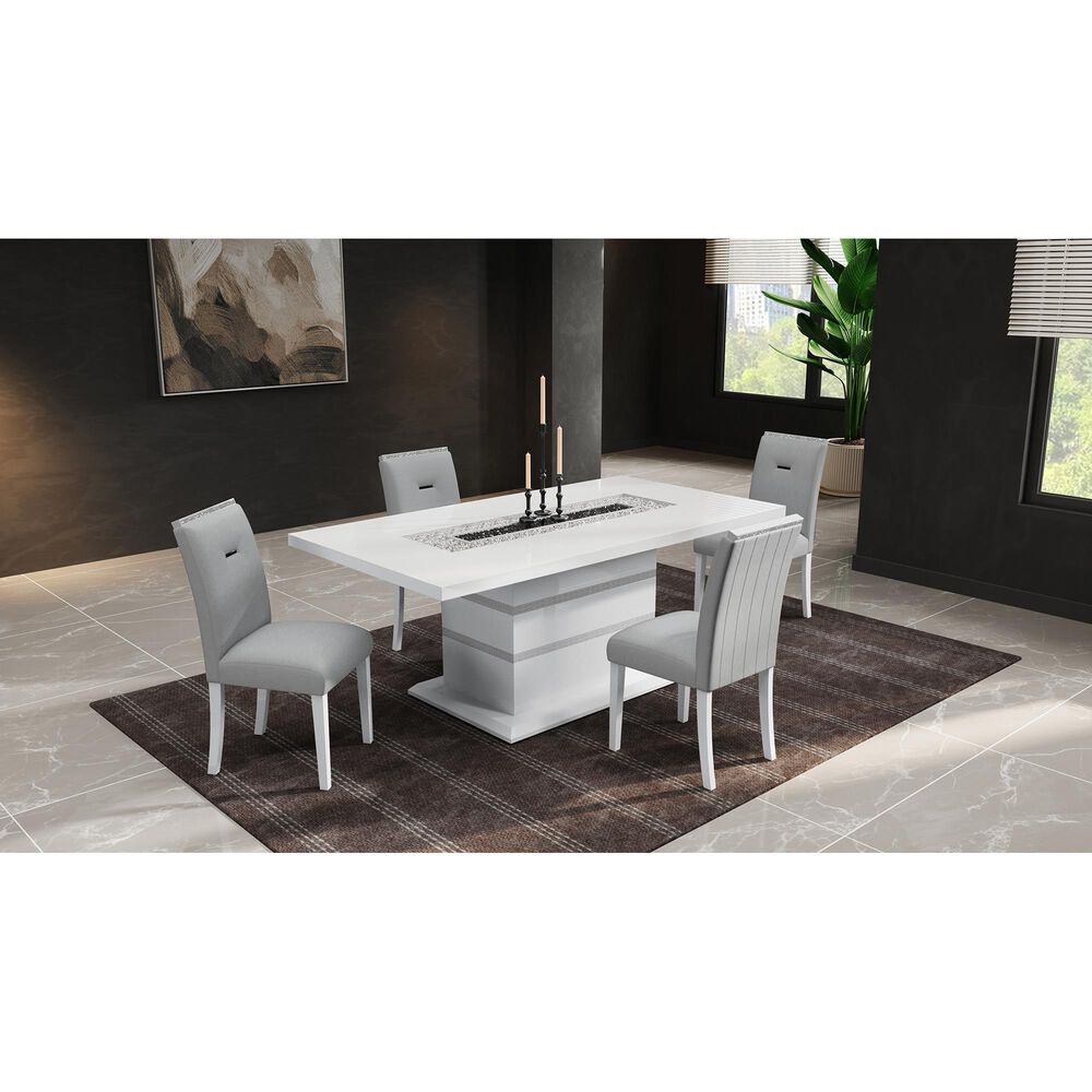 Global Furniture USA Monoco Pedestal Dining Table and 4 Dining Chairs in White, , large