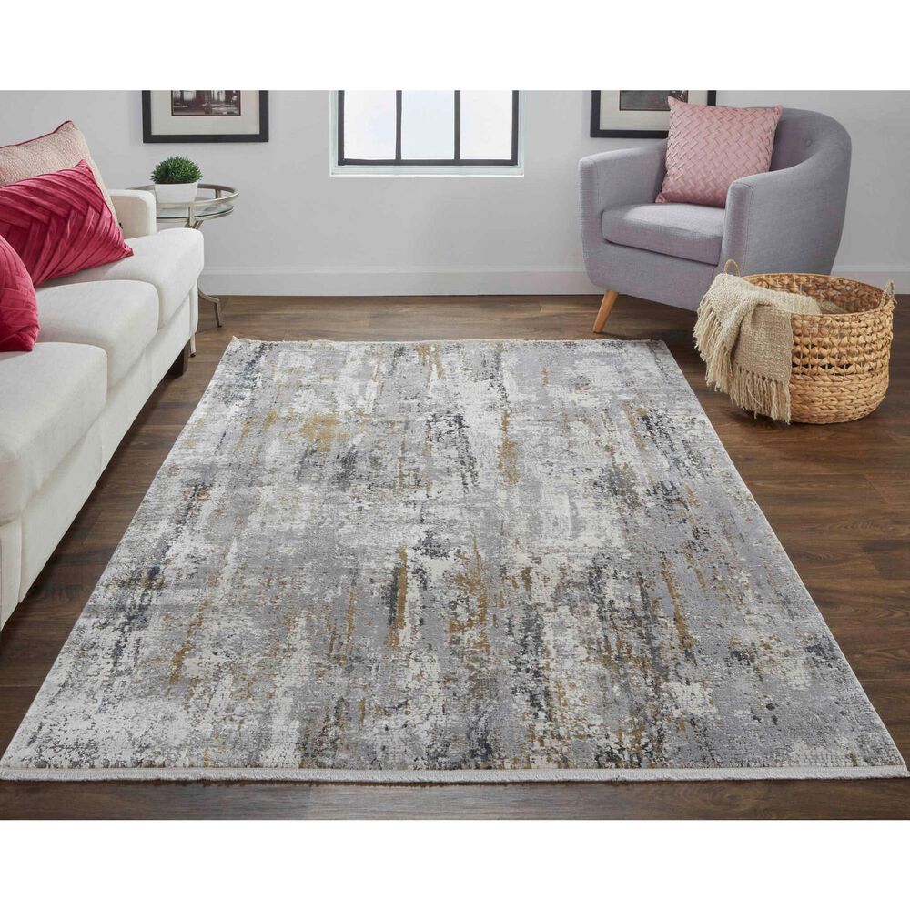 Feizy Cadiz 3&#39;1&quot; x 5&#39; Ivory and Gray Area Rug, , large