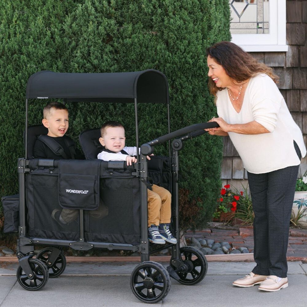 Wonderfold Elite Pro 2-Seater Stroller Wagon in Jet Black, , large