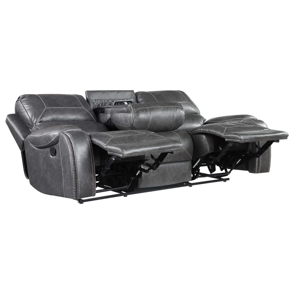 Crystal City Keily Manual Reclining Sofa with Dropdown Table in Dove Grey, , large