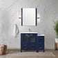 Lexora Home Volez 42" Single Bathroom Vanity in Navy Blue with 2 cm White Ceramic Top, Rectangular Sink and Side Cabinet, , large