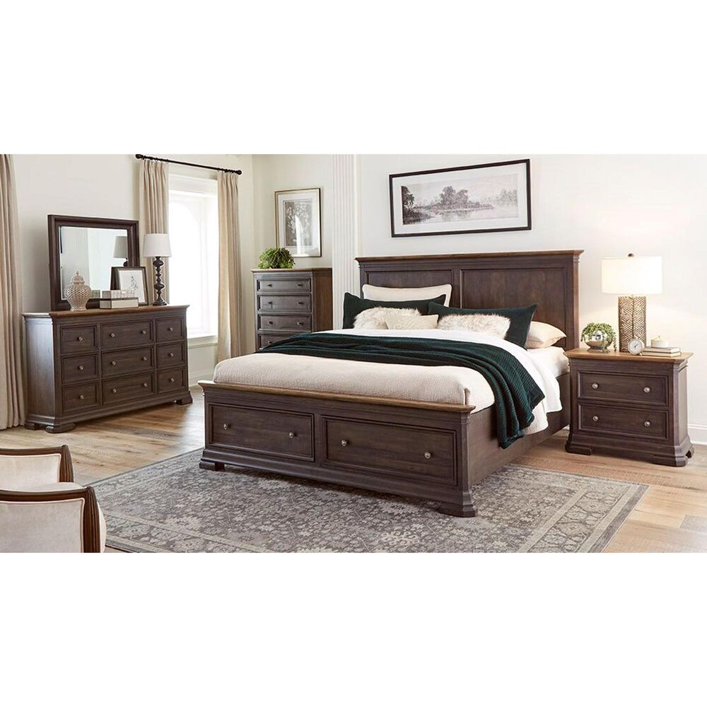 Napa Furniture Design Grand Louie 3-Piece Queen Storage Bedroom Set in Misty Night and Wheat, , large