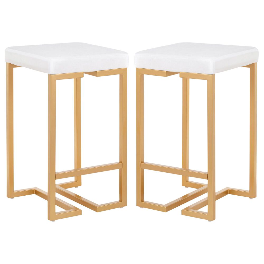 Lumisource Midas 26" Counter Stool in White/Gold (Set of 2), , large