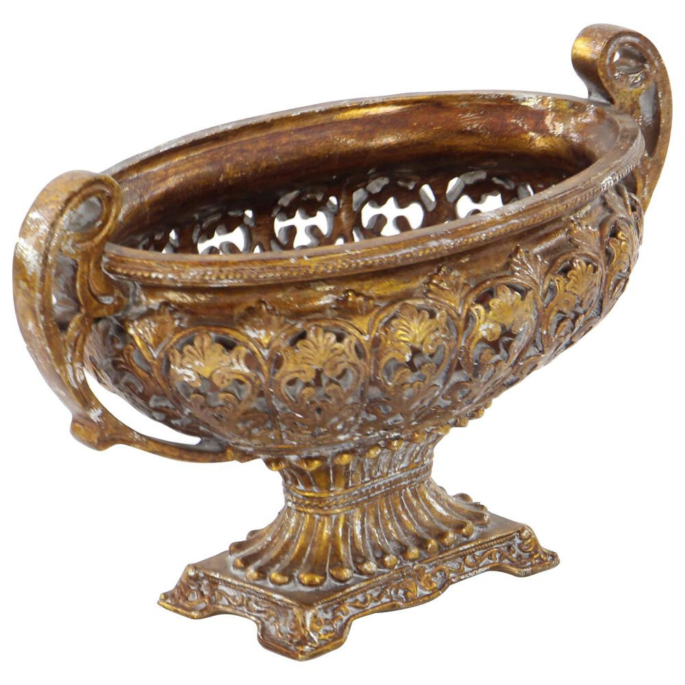 Maple and Jade 19&quot; Traditional Vintage Decorative Bowl in Gold, , large