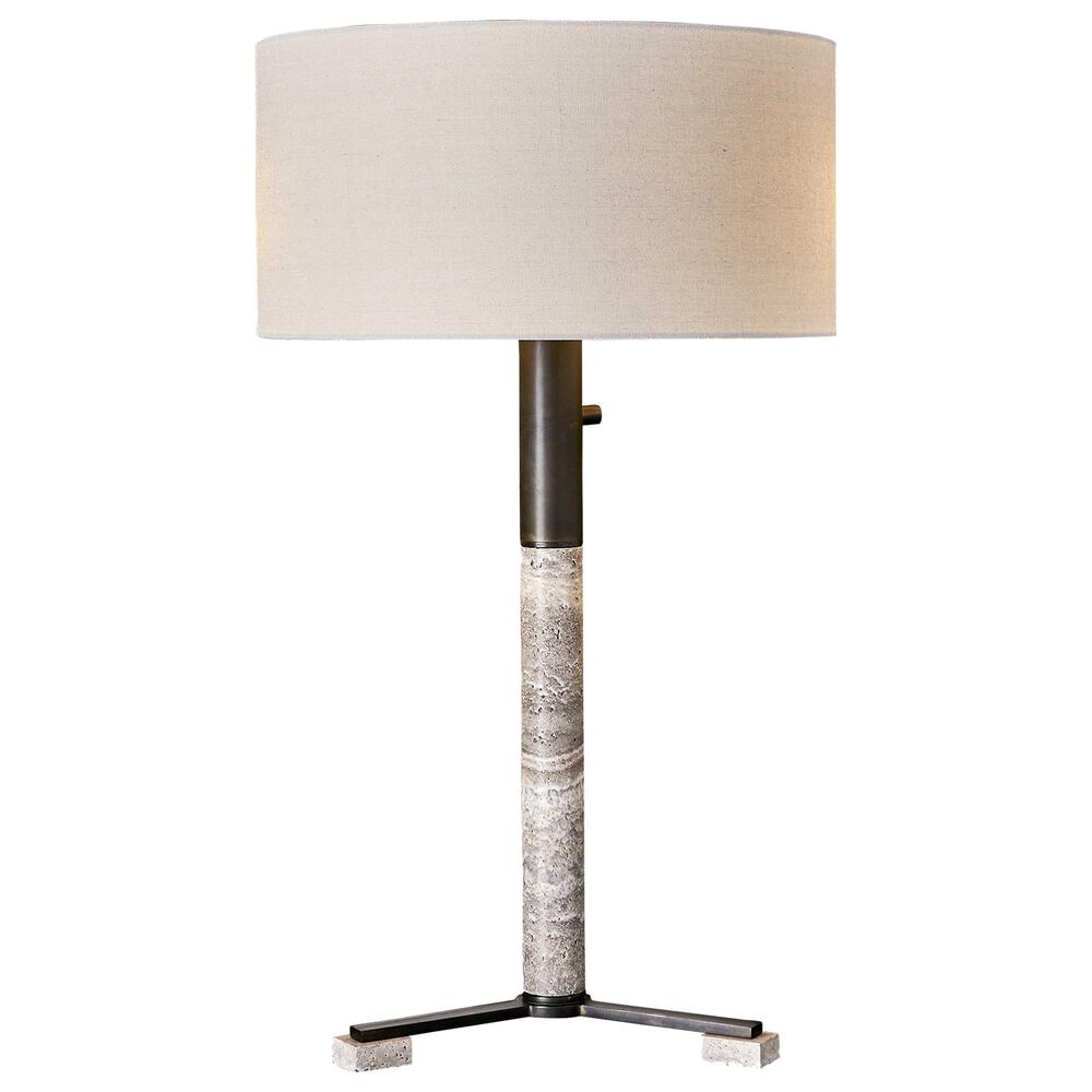 Uttermost Library Table Lamp in Rich Gray, Warm Beige and Oiled Bronze, , large