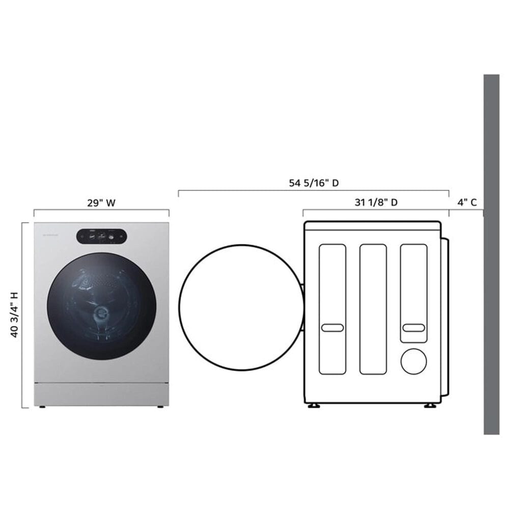 LG 5.8 Cu. Ft. Smart Front Load Washer and 9.0 Cu. Ft. Electric Dryer in Brushed Platinum Steel, , large