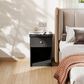 HOMLUX 1-Drawer Modern Nightstand with Knob Handle in Black Oak (Set of 2), , large