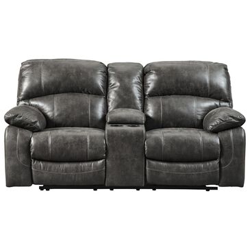 Signature Design by Ashley Dunwell Power Recliner Loveseat with Adjustable Headrest in Steel, , large