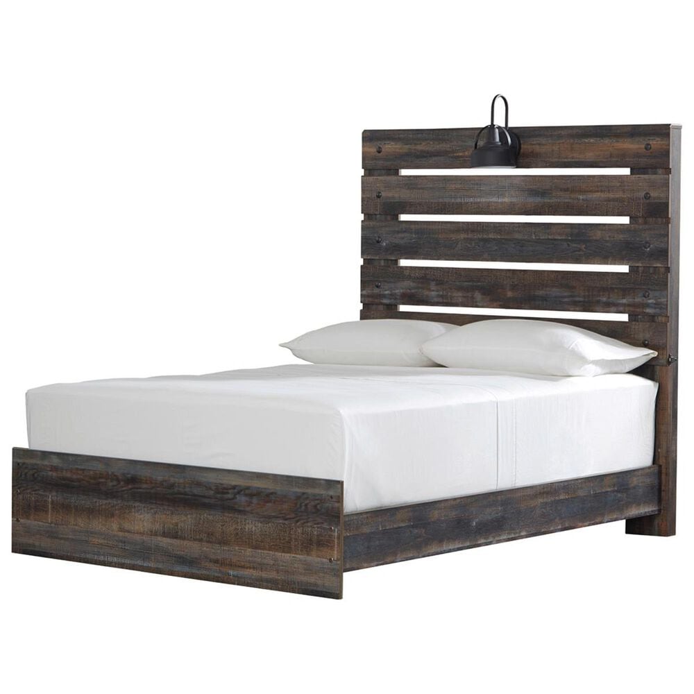 Ashley Drystan Full Panel Bed in Rustic Brown with USB Ports, , large