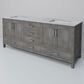 Lexora Home Jacques 72" Double Bathroom Vanity in Distressed Grey with 2 cm White Carrara Marble Top and Rectangular Sinks, , large