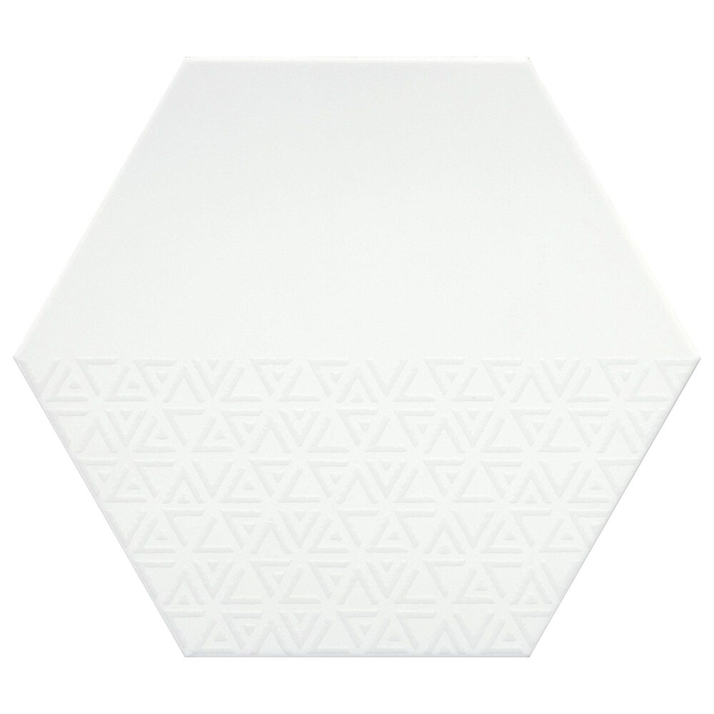 Emser Rhythm White Hexagon Pattern 11" x 13" Pattern Porcelain Tile, , large