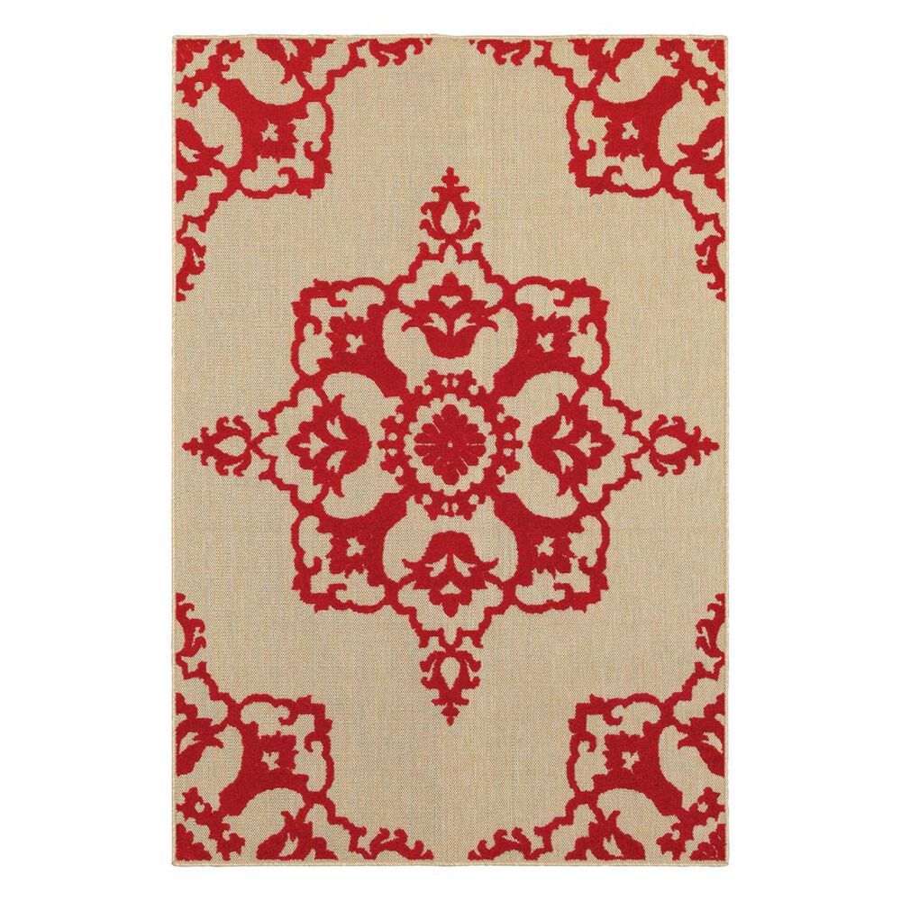Oriental Weavers Cayman 97R 3"10" x 5"5" Sand/Red Area Rug, , large