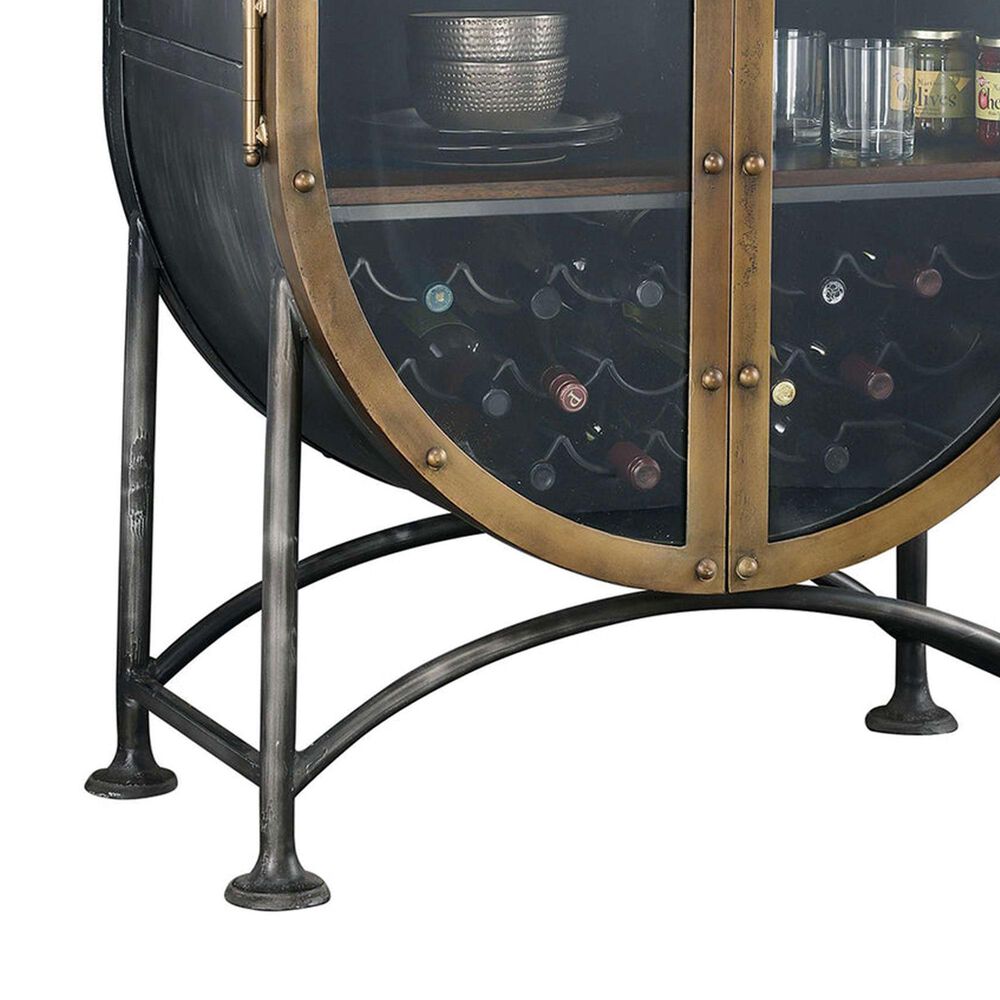 Howard Miller Boilermaker Wine and Bar Cabinet in Charcoal Gray and Aged Brass, , large