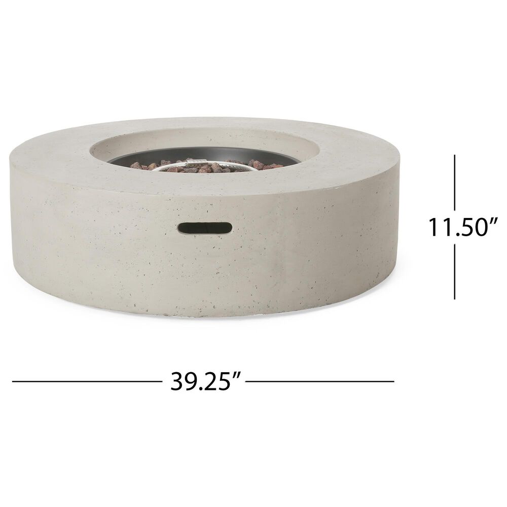 Hearth and Haven Round MgO Concrete Propane Fire Pit in Light Grey, , large