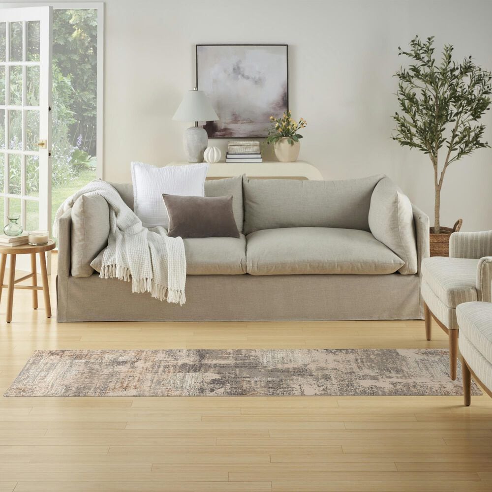 Nourison Sustainable Trends SUT04 2&#39;2&quot; x 7&#39;6&quot; Beige and Grey Runner, , large