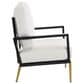 Hearth and Haven Velvet Lounge Arm Chair with Gold Metal Legs in White, , large