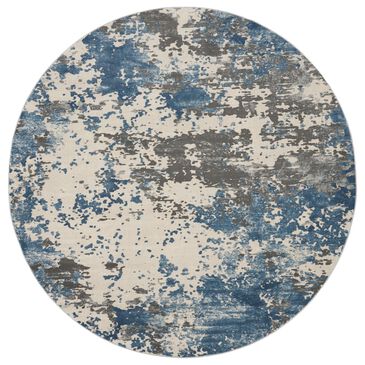 Nourison Rustic Textures RUS08 Grey and Blue 7"10" Round Area Rug, , large