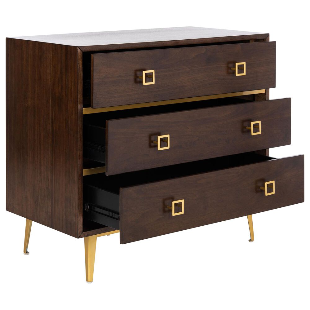 Safavieh Katia 3 Drawer Chest in Walnut/Gold, , large