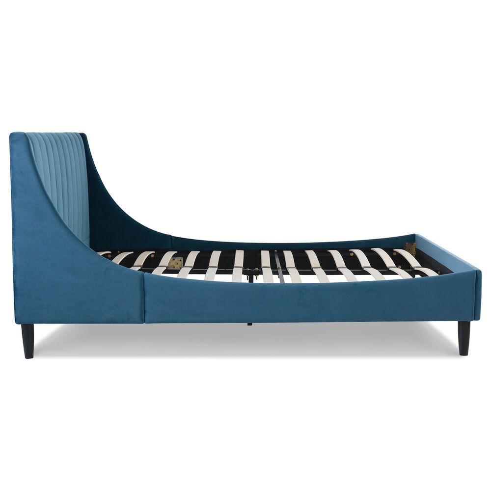 Jennifer Taylor Home Aspen Queen Upholstered Platform Bed in Satin Teal, , large