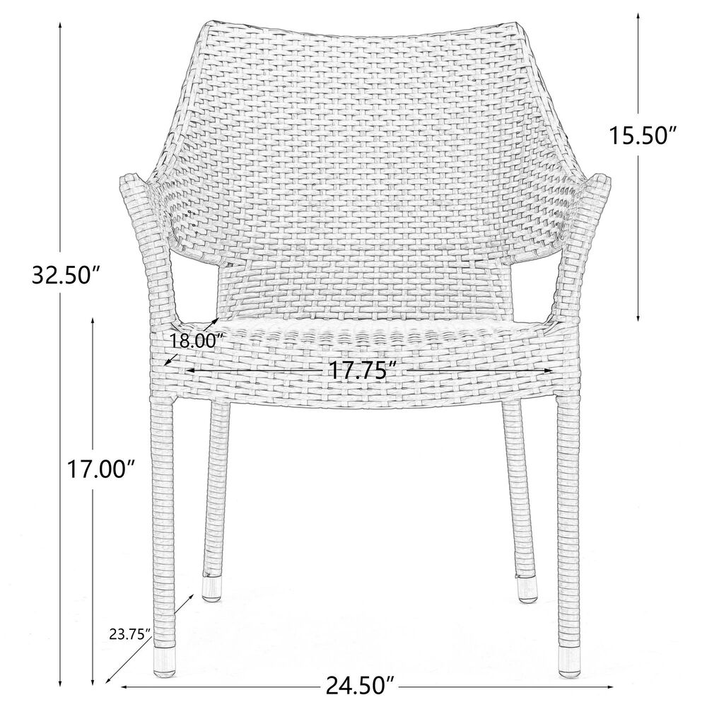 Hearth and Haven Mirage Wicker Stacking Arm Chair in Grey (Set of 4), , large