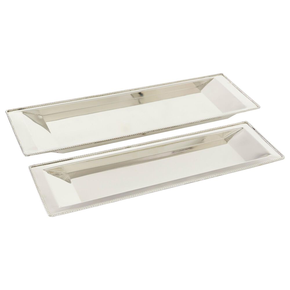 Maple and Jade Traditional Metal Tray Set of 2 in White , , large