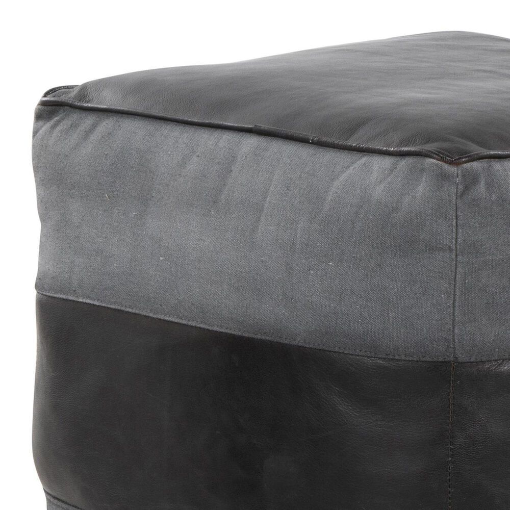 Lumisource Cobber Canvas Pouf in Black and Grey, , large