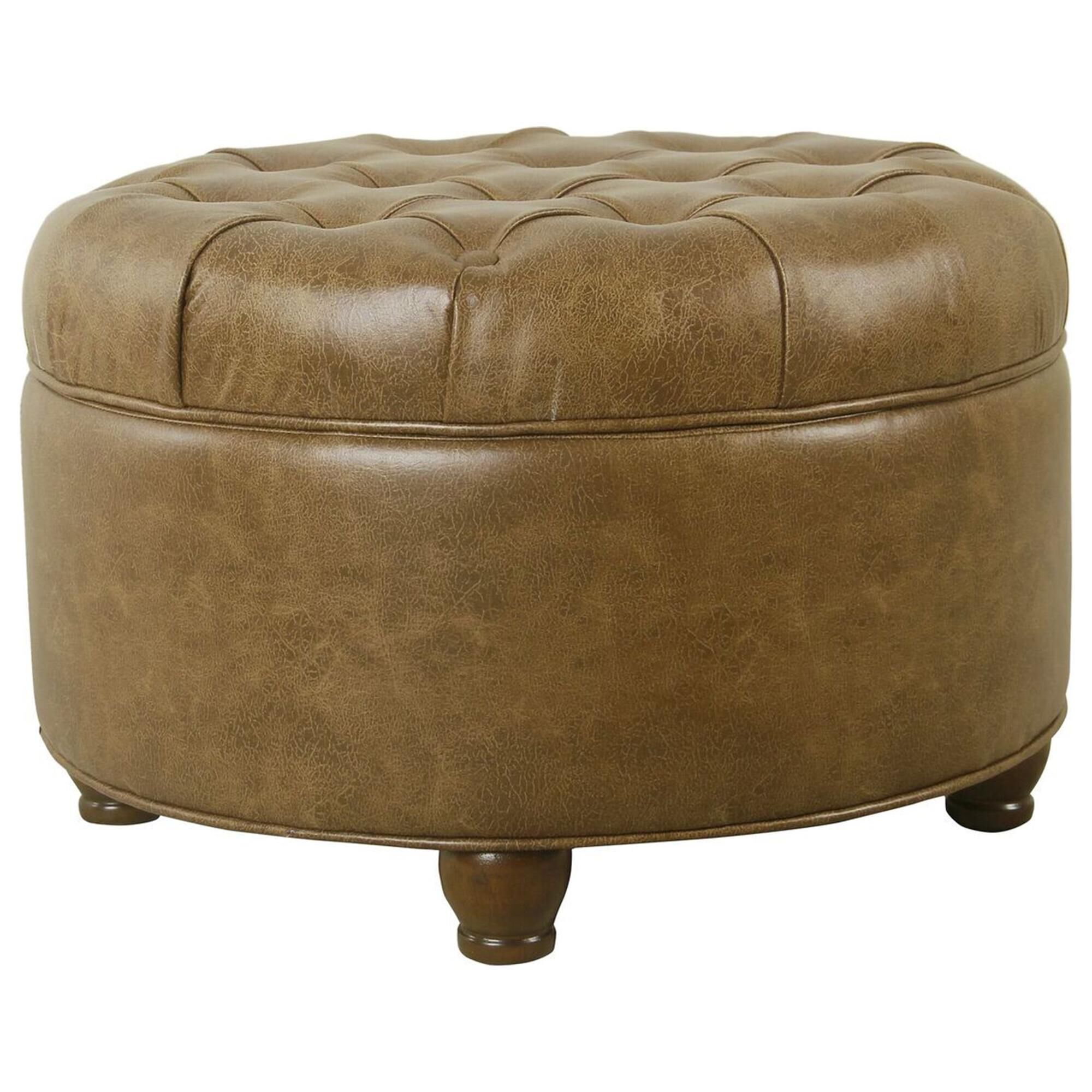 Brown round deals storage ottoman