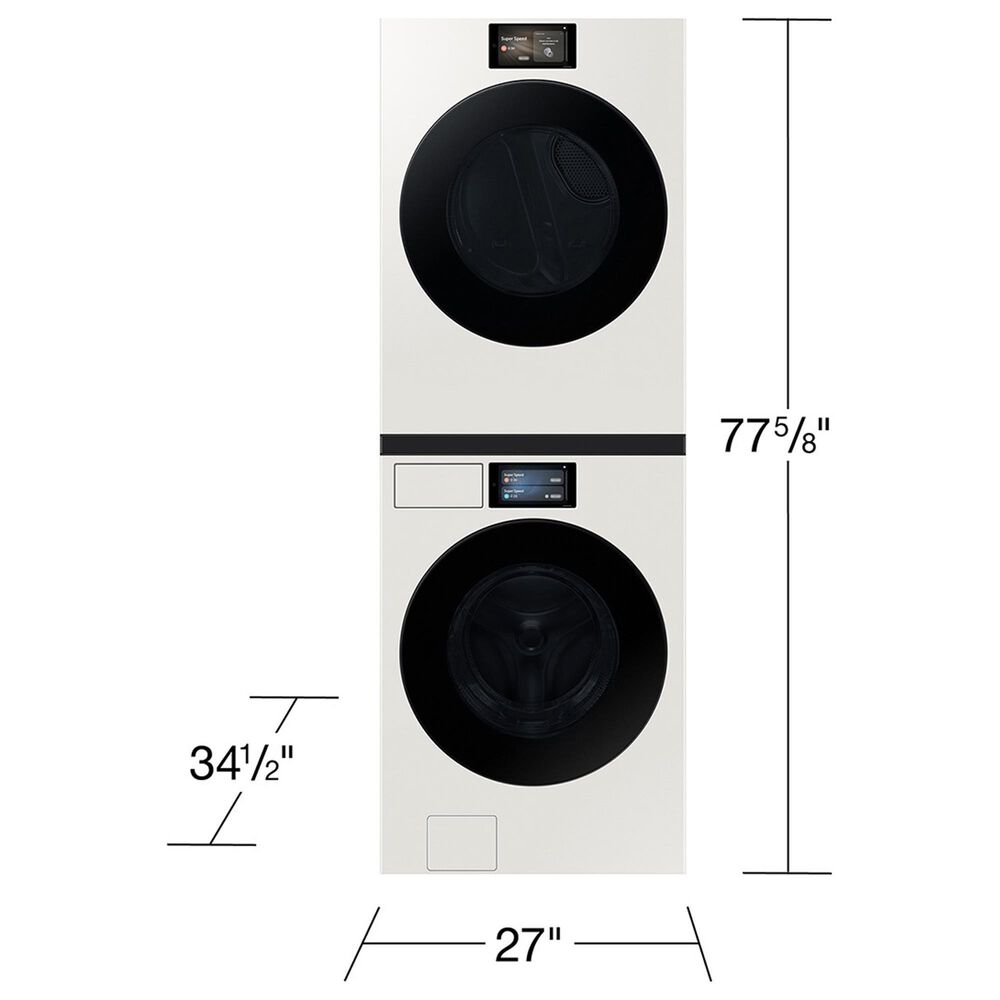 samsung Bespoke 5.3 Cu. Ft. Front Load Washer and 7.6 Cu. Ft. Front Load Electric Dryer in Ivory, , large