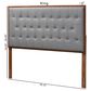 Baxton Studio Harumi King Panel Headboard with Grey Fabric in Ash Walnut, , large