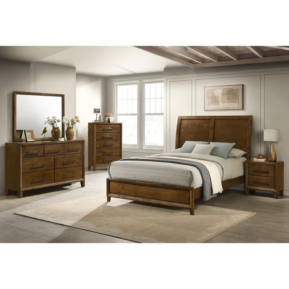 New Heritage Ballard 5 Piece Wood Queen Panel Bedroom Set in Walnut, , large