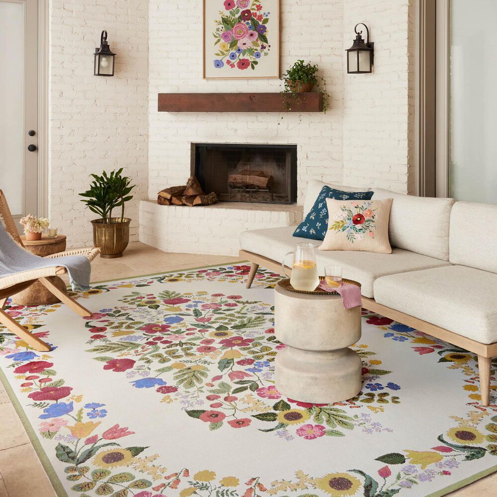 Rifle Paper Co Perennial Blossom 2&#39;5&quot; x 3&#39;11&quot; Cream Area Rug, , large