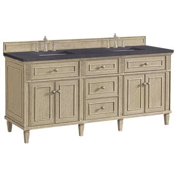 James Martin Vanities Lorelai 72" Double Vanity in Whitewashed Oak with 3 cm Charcoal Soapstone Quartz Top, , large