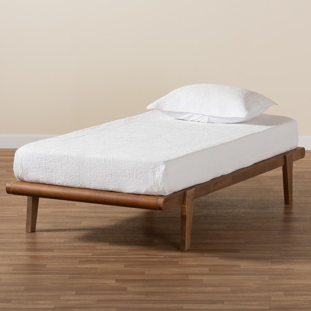 Baxton Studio Kaia Twin Platform Bed Frame in Walnut Brown, , large