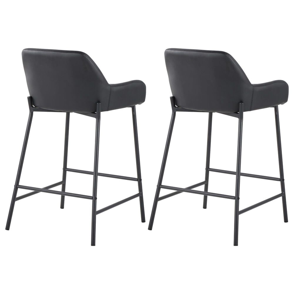 LumiSource Daniella Counter Stool with Black Faux Leather Upholstery in Black (Set of 2), , large