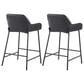 LumiSource Daniella Counter Stool with Black Faux Leather Upholstery in Black (Set of 2), , large