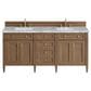 James Martin Brittany 72" Double Bathroom Vanity in Pecan with 3 cm Carrara Marble Top and Rectangular Sinks, , large