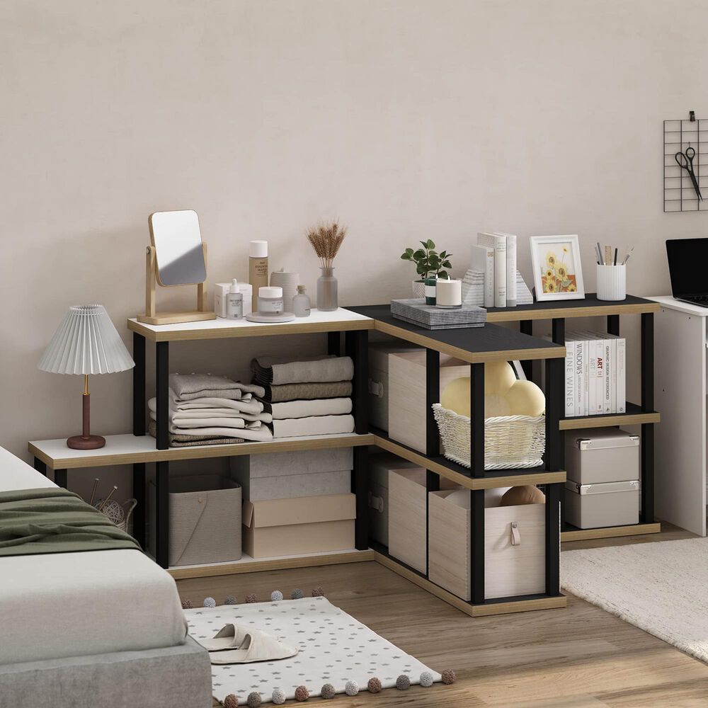 HOMLUX 3-Tier Ladder Display Bookshelf in White and Black, , large