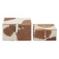 Maple and Jade 2-Piece Handmade Decorative Box Set with Snap Front Closure in Brown and White, , large