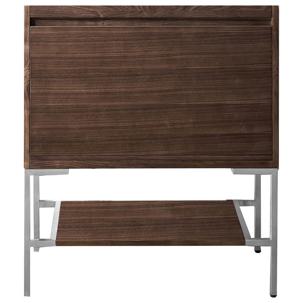 James Martin Vanities Mantova 31.5" Single Vanity Cabinet in Mid-Century Walnut and Brushed Nickel, , large