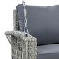 Hearth and Haven Go Outdoor 3-Seater PE Rattan Wicker Porch Swing Bench in Gray, , large