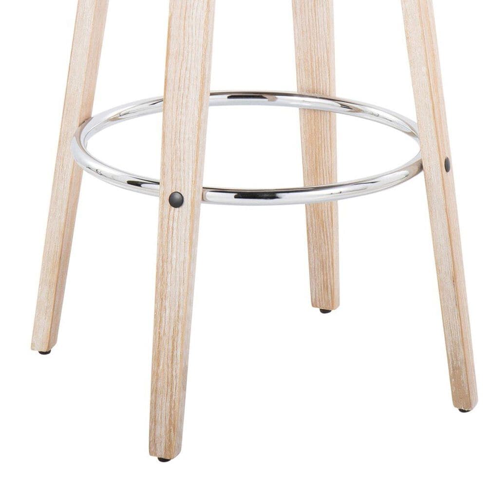 LumiSource Charlotte Swivel Bar Stool with Light Grey Fabric Upholstery in Whitewashed and Chrome (Set of 2), , large
