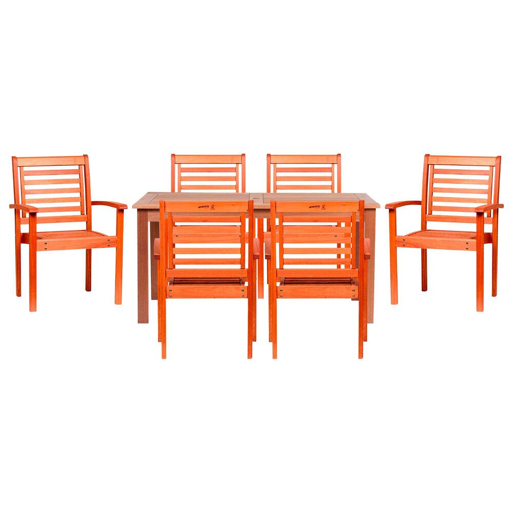 International Home Miami Amazonia 7-Piece Rectangular Dining Set in Brown, , large
