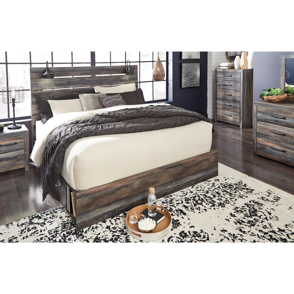 Ashley Drystan King Storage Bed with 4 Drawers in Brown Rustic, , large