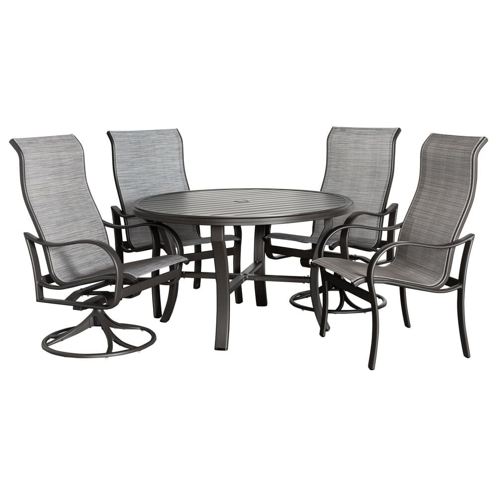 Tropitone Banchetto and Shoreline 5-Piece Patio Dining Set in Gray Gate, , large