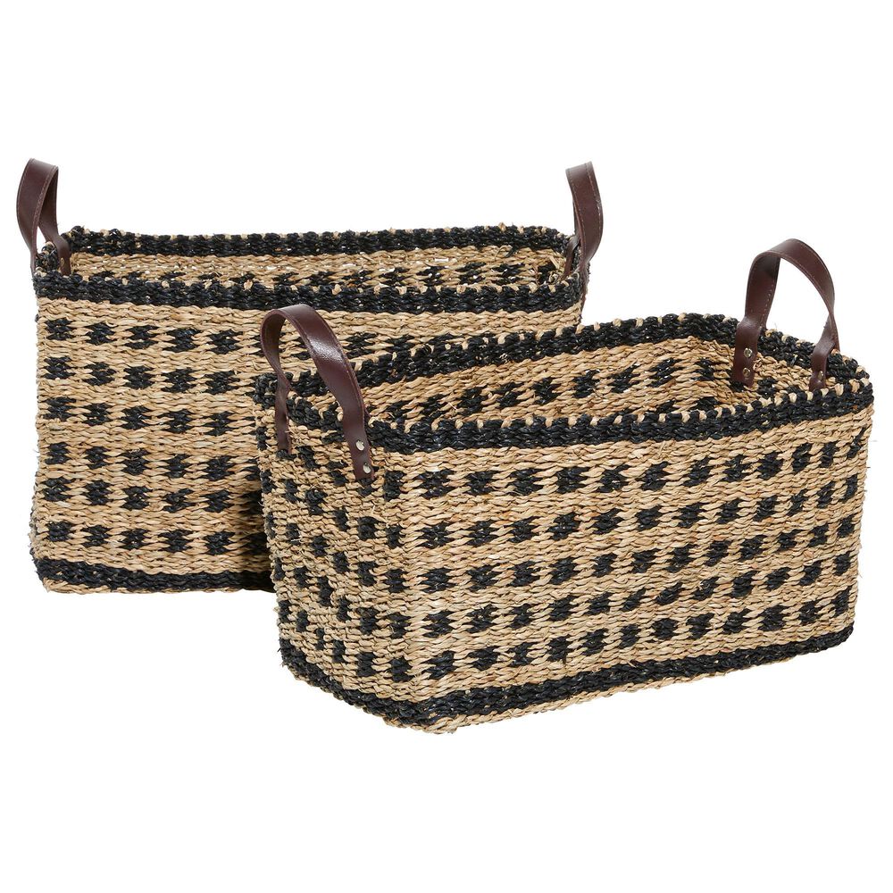 Maple and Jade Coastal Storage Basket in Caramel and Chocolate Brown (Set of 2), , large