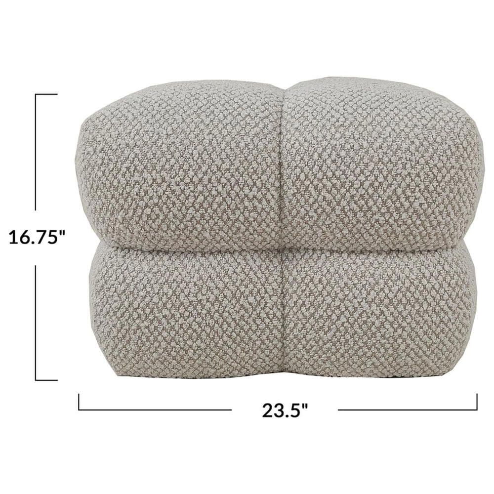 Teak Interiors Upholstered Tufted Pouf in Cream, , large
