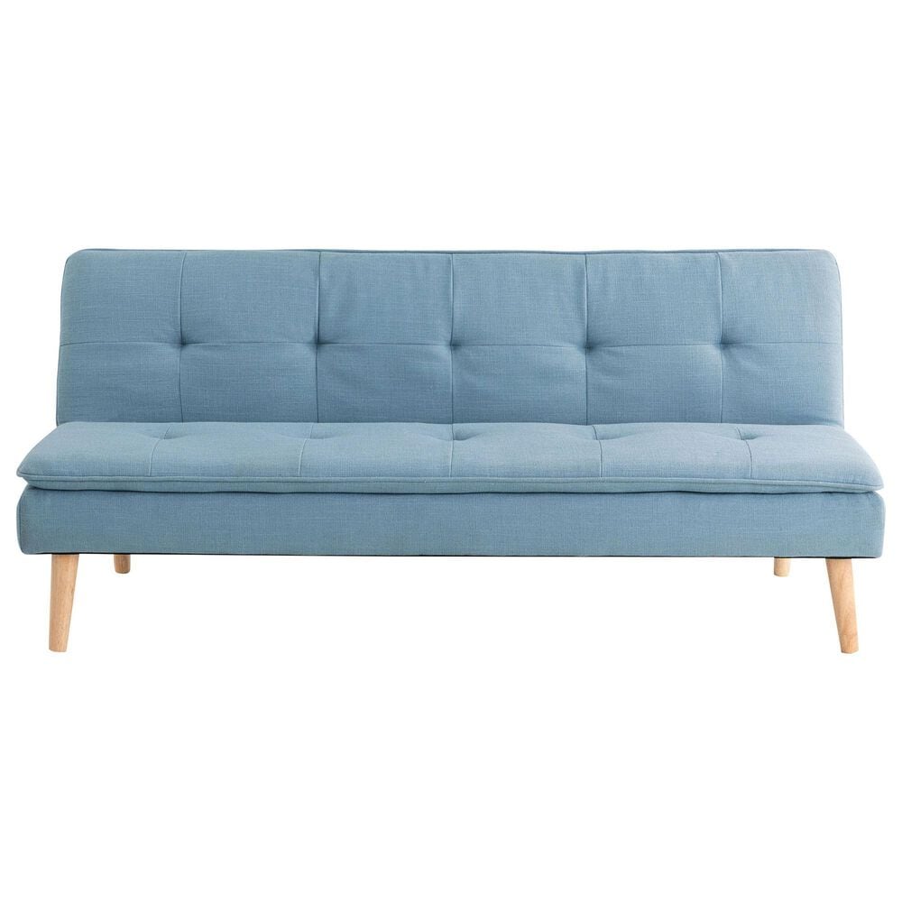 Lifestyle Solutions Tatum Convertible Sofa with Blue Cushion in Brown, , large